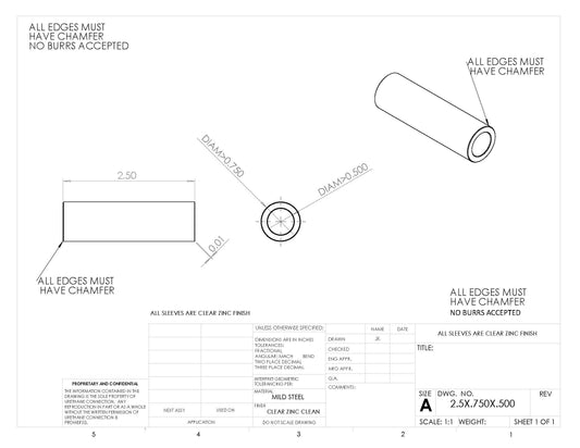 BULK SLEEVE 2.50 X .750 X .500