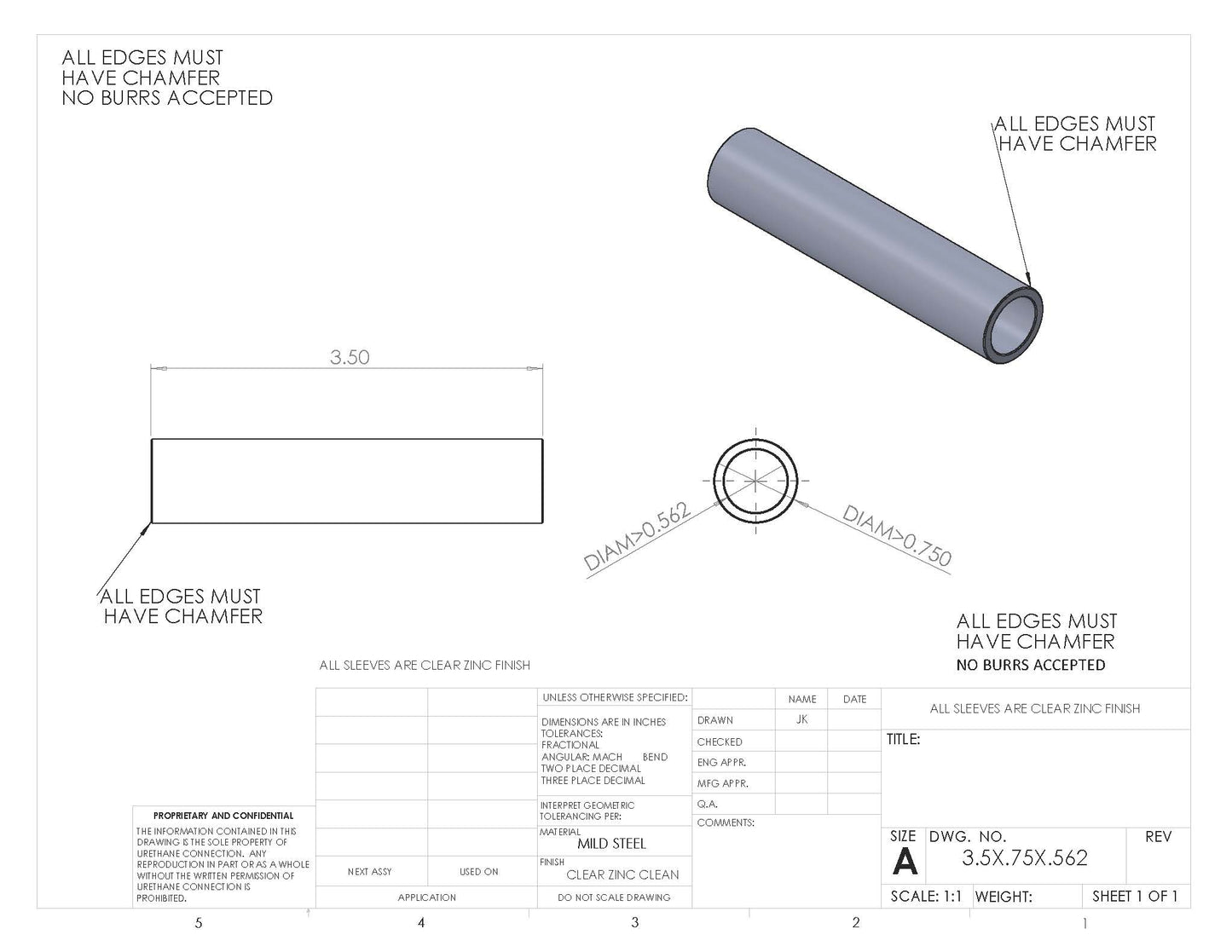 SLEEVE BULK 3.50 X .750 X .562