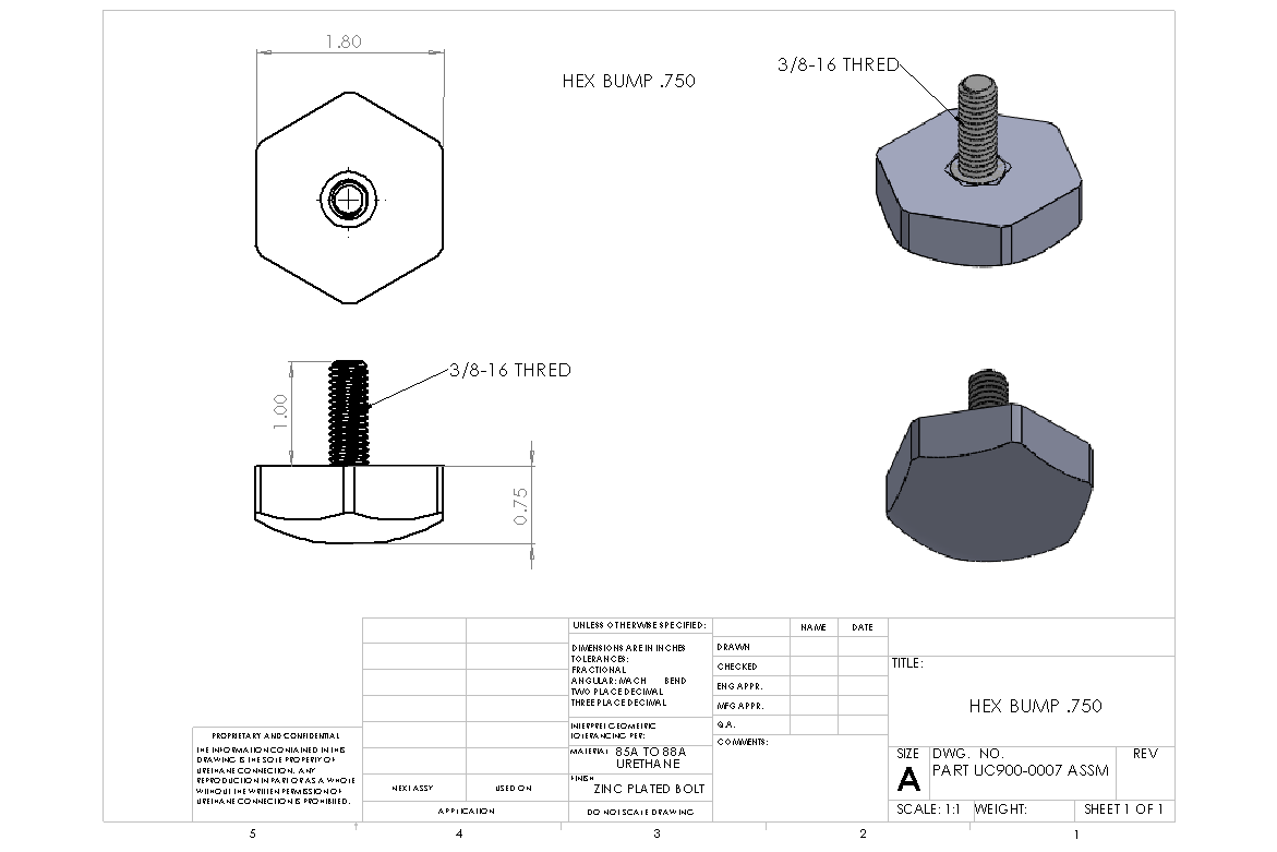 UC900-0007 HEX BULK BUMP STOP