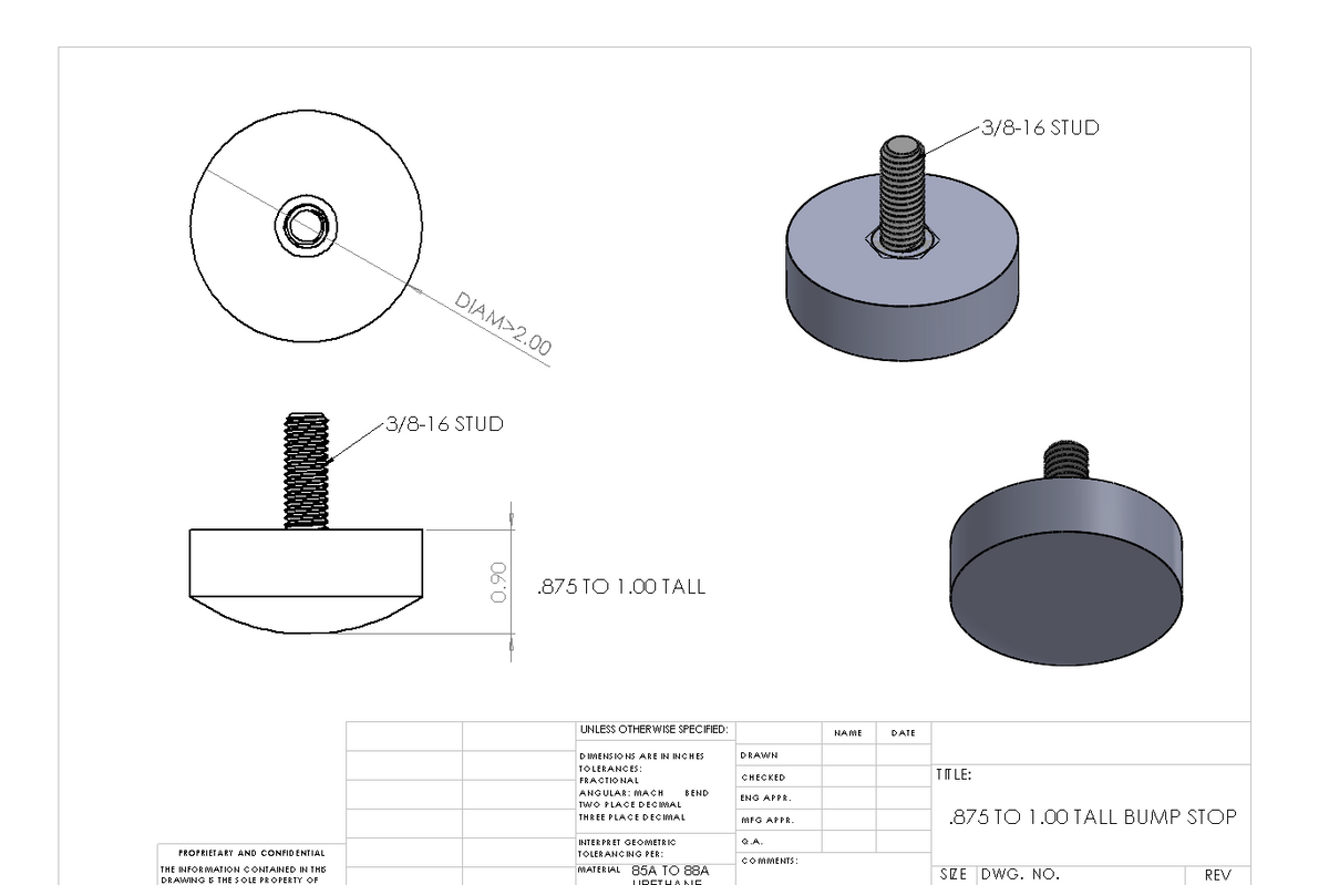 UC900-0750 BUTTON HEAD BULK BUMP STOP