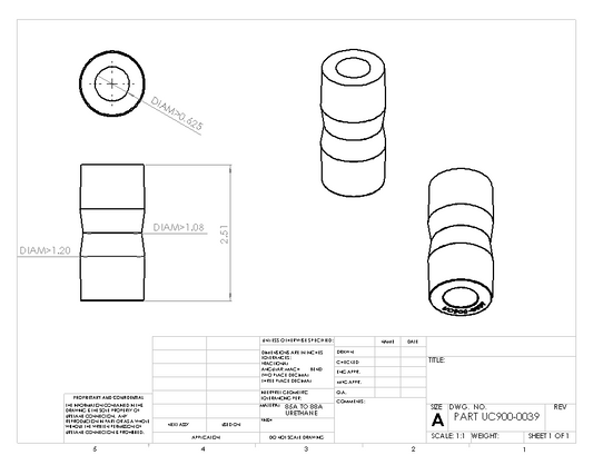 UC900-0039 SHOCK BUSHINGS LOWER ID 0.625"