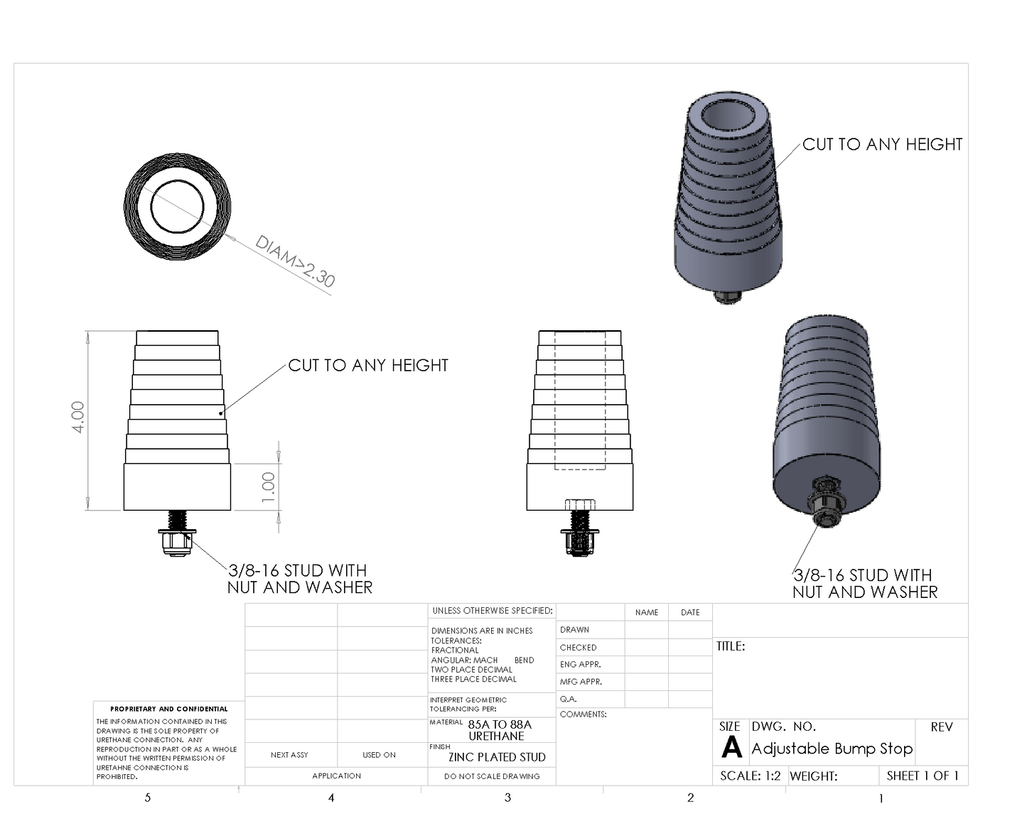 UC900-9001  4 INCH ADJUSTABLE BULK BUMP STOP